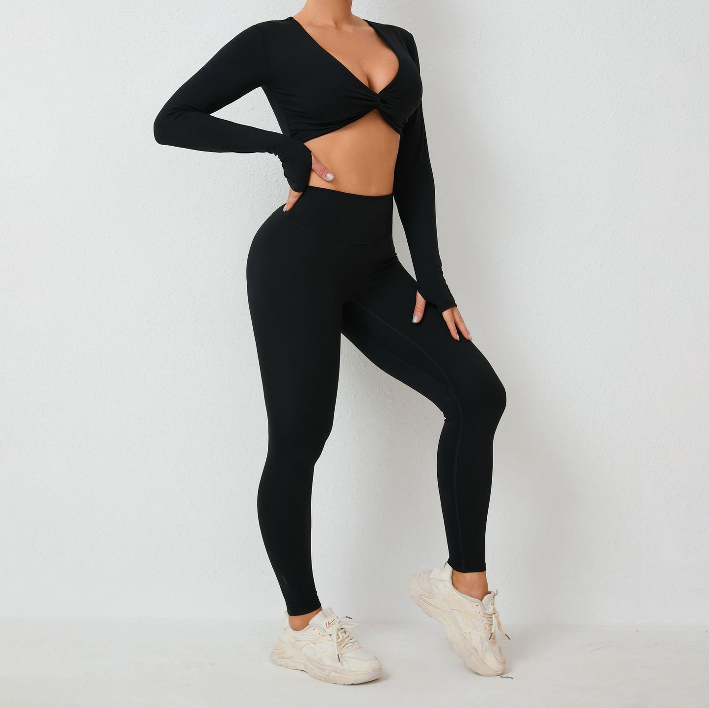 Knotted long sleeve athleisure set