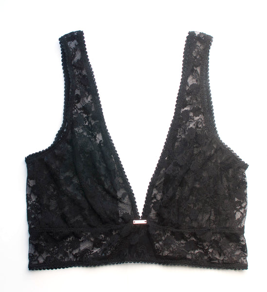 Midnight Lace Deep V-Neck Bralette with Hook and Eye