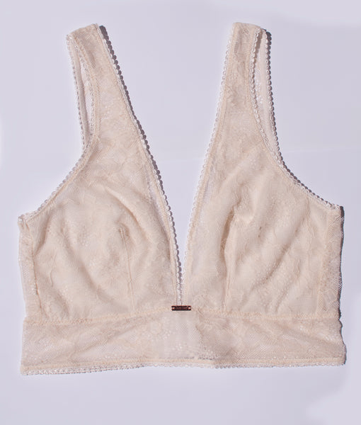Midnight Lace Deep V-Neck Bralette with Hook and Eye