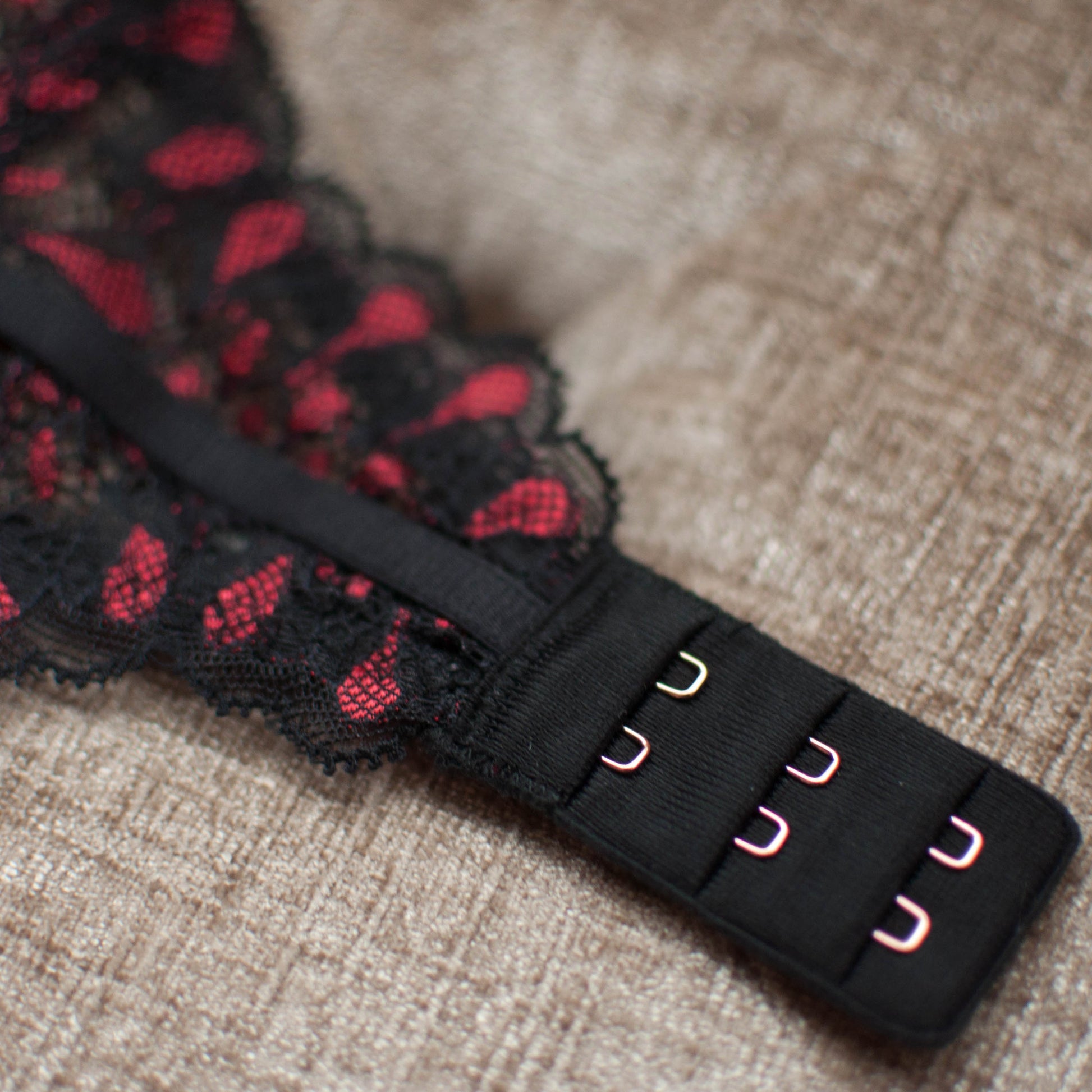 Black & red lace Lucy May Maybella Suspender hook and eye
